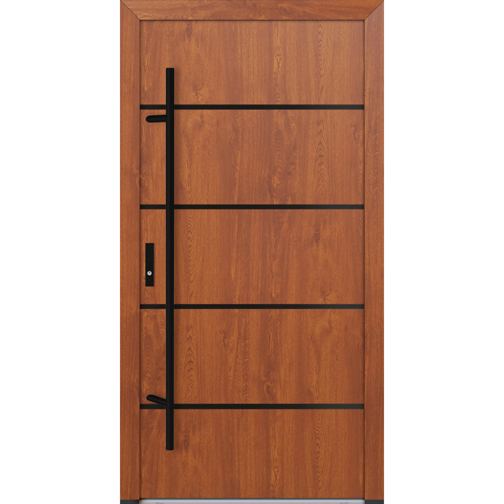 Feldmann und Mayer Aluminium-Haustür DS82 Design Blackline M22 in Golden Oak