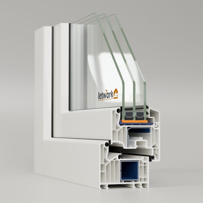 Veka Softline 82 MD fenêtre PVC en blanc avec triple vitrage en angle de fenêtre